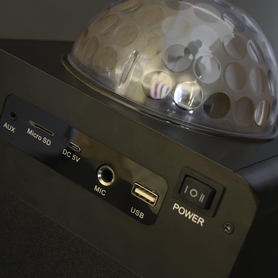 N-Gear DISCO410 Karaoke & Party Bluetooth Lautsprecher mit Discokugel, Mikrofon & Powerbank-Funktion