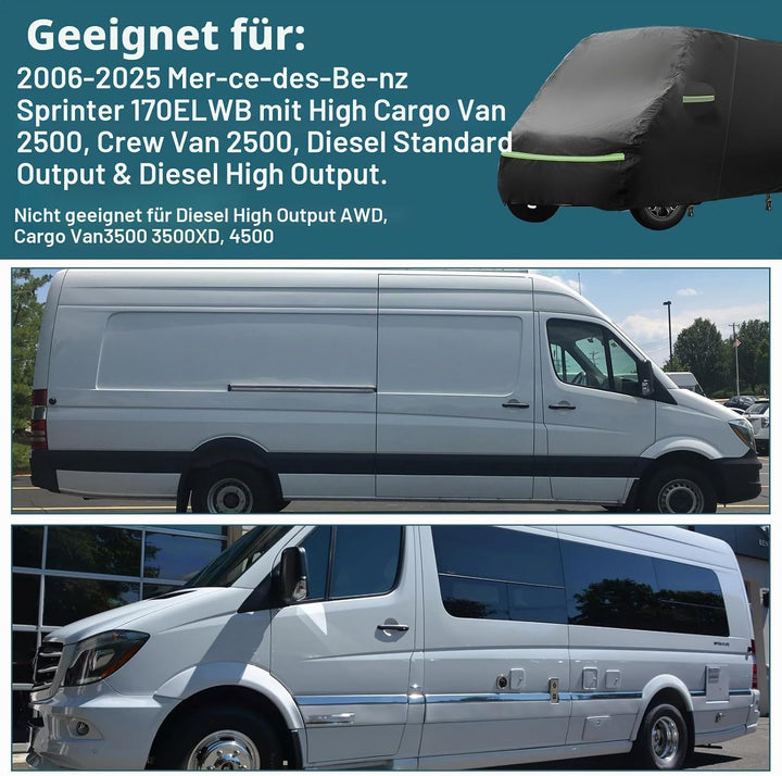 Vollständige Autoabdeckung für Mercedes Sprinter 2006-2025, wasserdichter Wohnmobil-Überzug mit seit