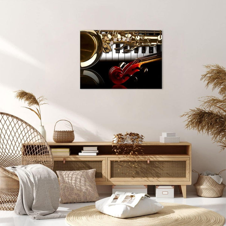 Bilder auf Leinwand Klaviertasten Musik Instrumente Leinwandbild 70x50cm Wandbilder Dekoration Wohnz