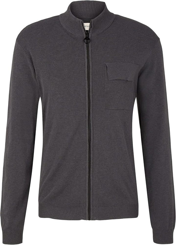 TOM TAILOR Denim Herren Strickjacke mit Brusttasche S 29476 - Coal Grey, S 29476 - Coal Grey