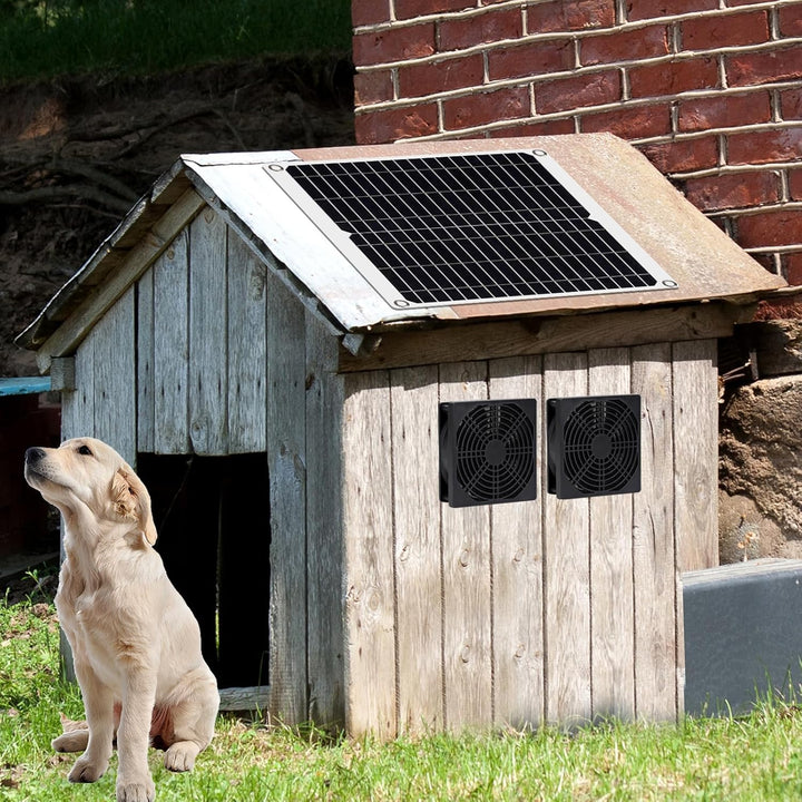 MUALROS Solar Ventilator, 15W Solarpanel Ventilator mit DC Doppelventilator für kleine Hühnerställe,