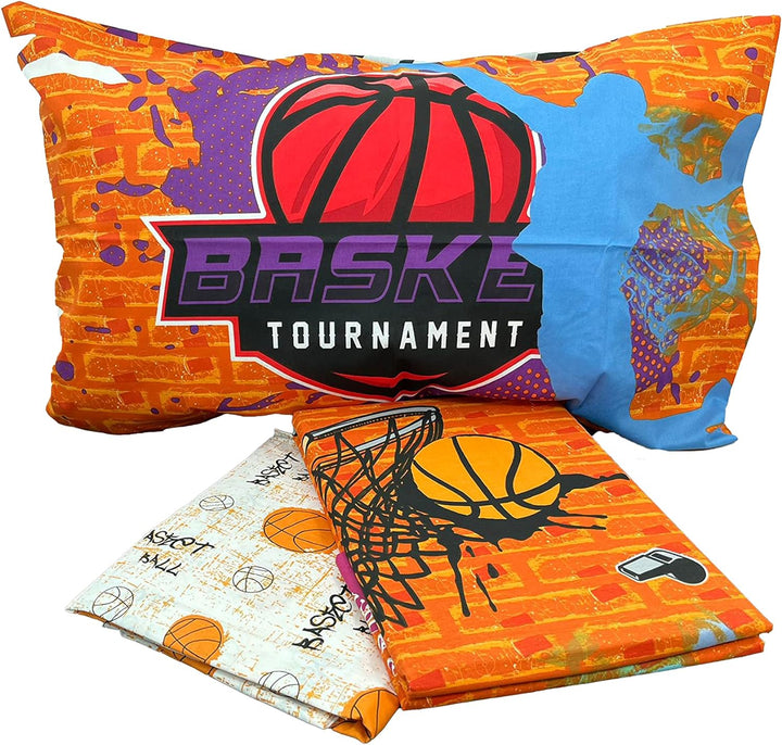 Hermet Basket | Bettwäsche-Set für Einzelbett, Basketball, 100% Baumwolle