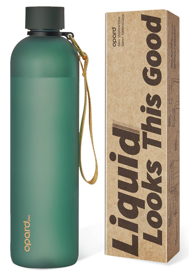 Opard Slim Trinkflasche 1l, Kohlensäure geeignet Wasserflasche, Water Bottle Spülmaschinenfest, BPA