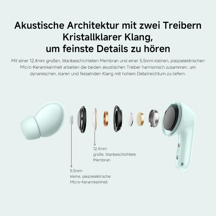 Xiaomi Redmi Buds 6 – Kabellose Bluetooth-In-Ear-Kopfhörer, Dual-Treiber, immersiver Sound, 49 dB ak