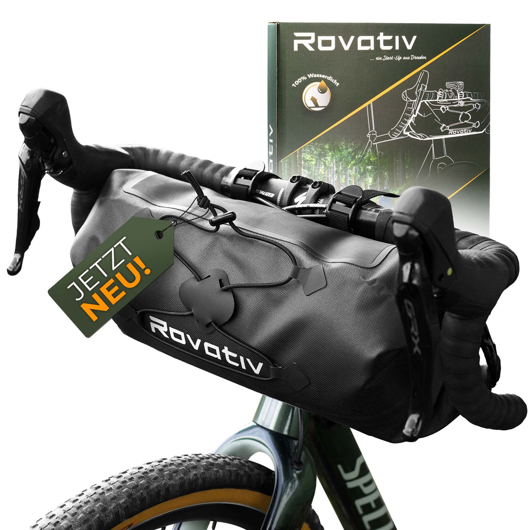 Rovativ® 100% wasserdicht Lenkerrolle Frontloader [9,5 Liter]- Bikepacking Taschen für Dein Gravel-B