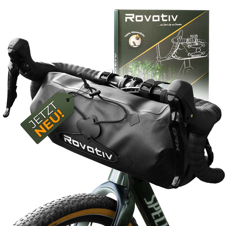 Rovativ® 100% wasserdicht Lenkerrolle Frontloader [9,5 Liter]- Bikepacking Taschen für Dein Gravel-B