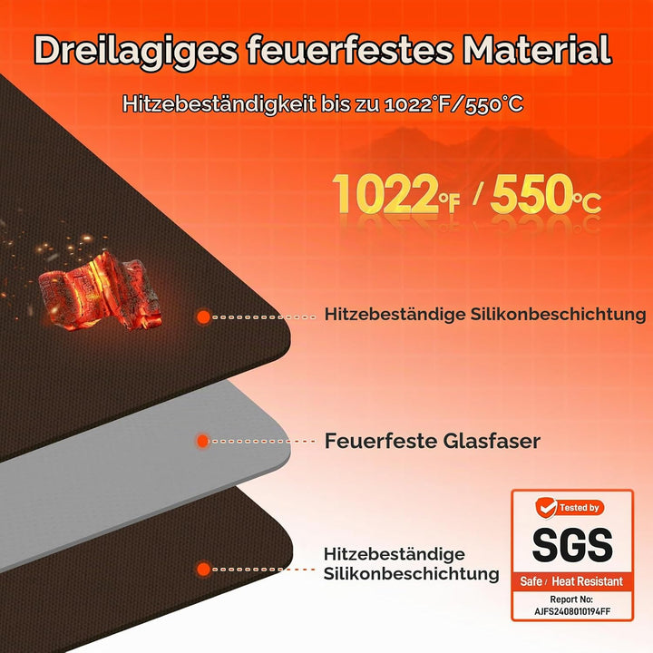 Feuerfeste Unterlage 30 x 45cm-1mm, Hitzeschutzmatte für Luftfritteuse, Hitzebeständige Unterlage fü