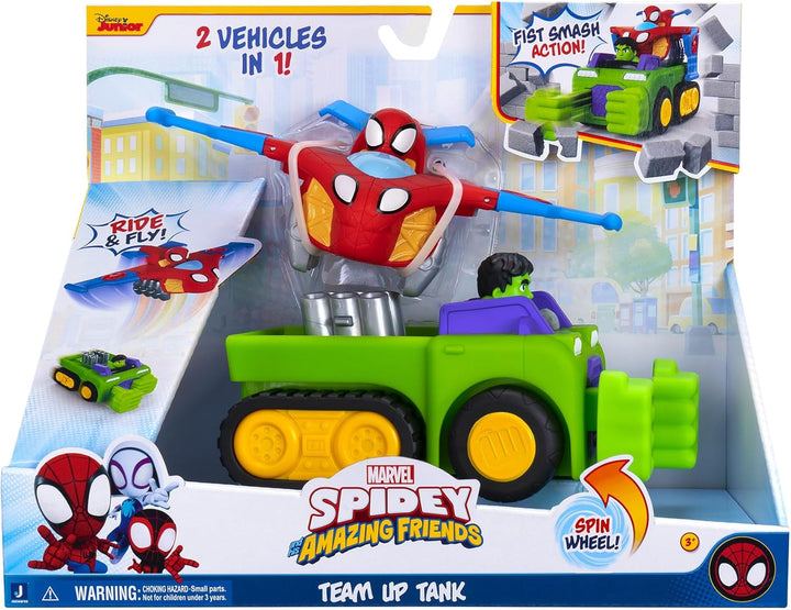 Jazwares Spidey und Seine Super-Freunde SNF0323 - Team Up Fahrzeug, Kombination aus Hulk Fahrzeug &amp;