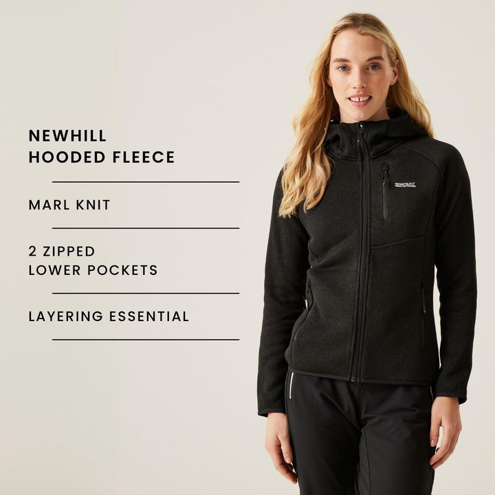 Regatta Damen Newhill Strickfkleecejacke mit Kapuze RWA597 38 grau