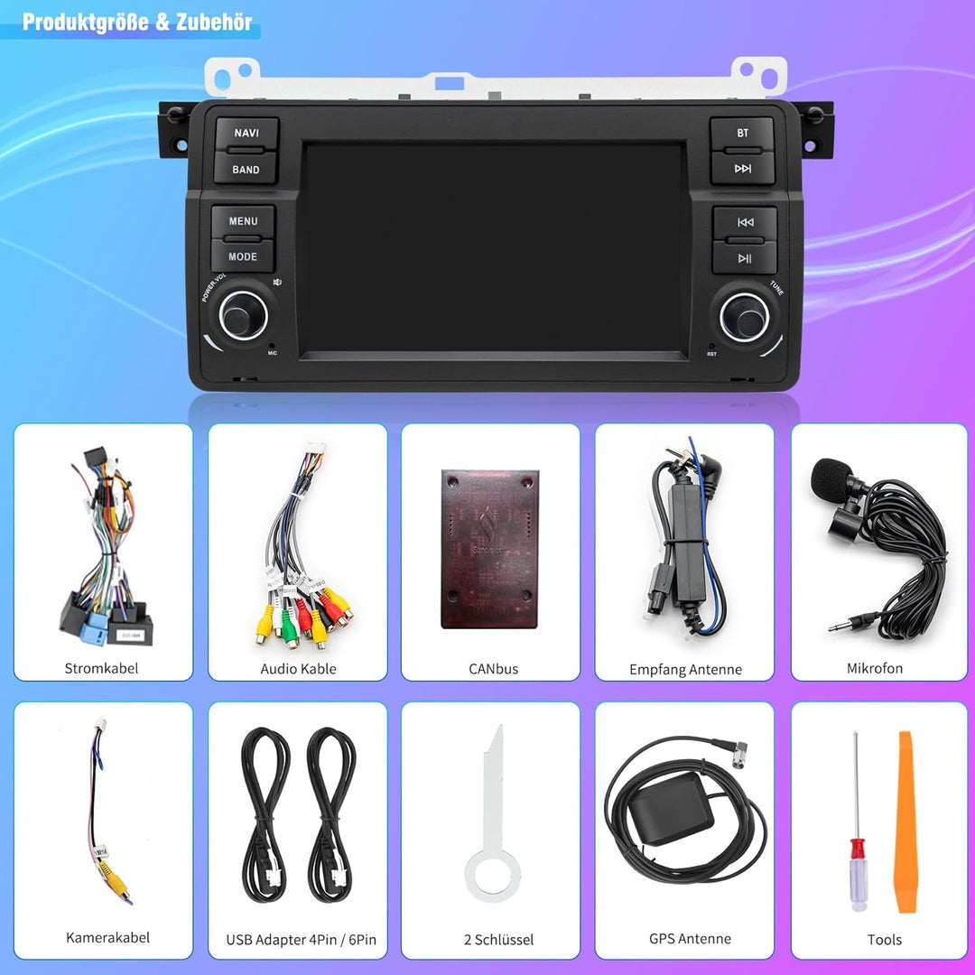 Autoradio für BMW E46 1999 2000 2001 2002 2003 2004, Android 12 2G+32G Radio mit GPS Navigation CarP