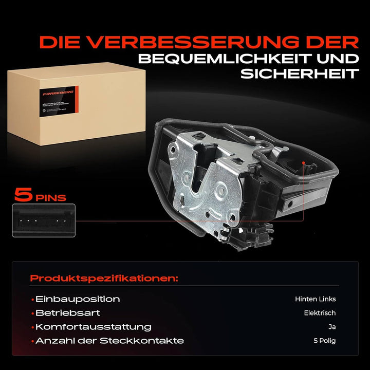 Frankberg Türschloss Stellmotor Hinten Links 5-Polig Kompatibel mit E81 118 120 Schrägheck 2006-2011