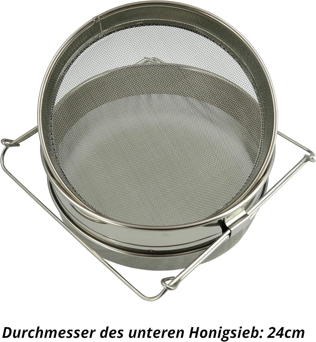 Honigsieb Doppel-Sieb 24cm Edelstahl Bienen Honig Filter Bienenzucht Honigfilterung