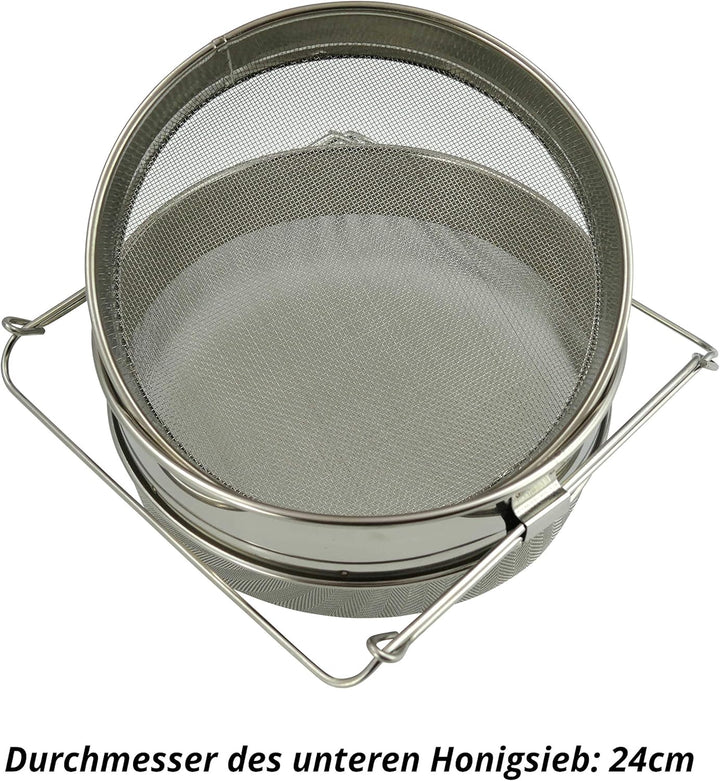Honigsieb Doppel-Sieb 24cm Edelstahl Bienen Honig Filter Bienenzucht Honigfilterung