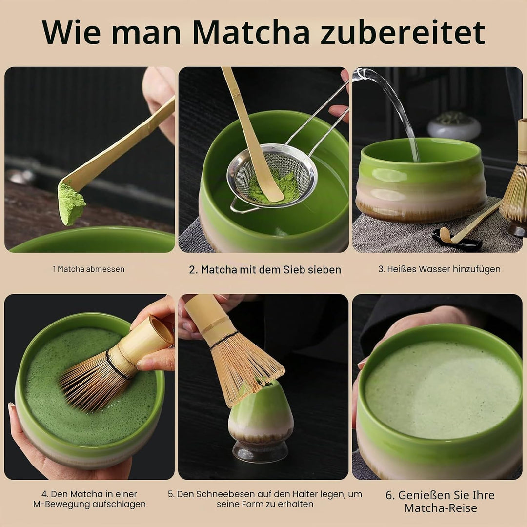 7PCS Matcha Kit Japanische Zeremonie, Bambuslöffel, Bambusschaufel, Peitschenhalter, Matcha-Set für