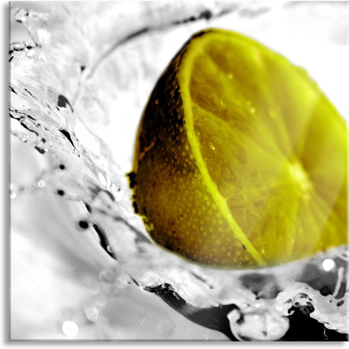 Pixxprint Glasbild | Wandbild auf Echtglas | Limette im Wasser | 40x40 cm | inkl. Aufhängung und Abs