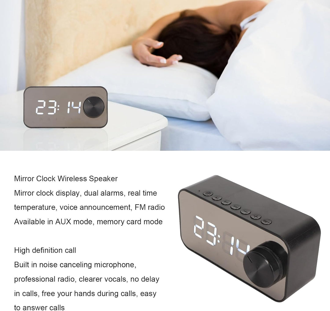 Wecker-Radio mit Bluetooth-Lautsprecher, Dual-Alarm-Digitaluhren Am Bett mit UKW-Radio, Integriertem