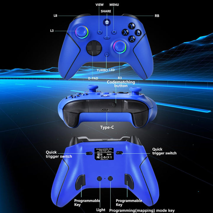 Lampelc Xbox One Controller, Xbox Wireless Controller für Xbox Series X&S/Xbox One/Elite/Windows 7/8