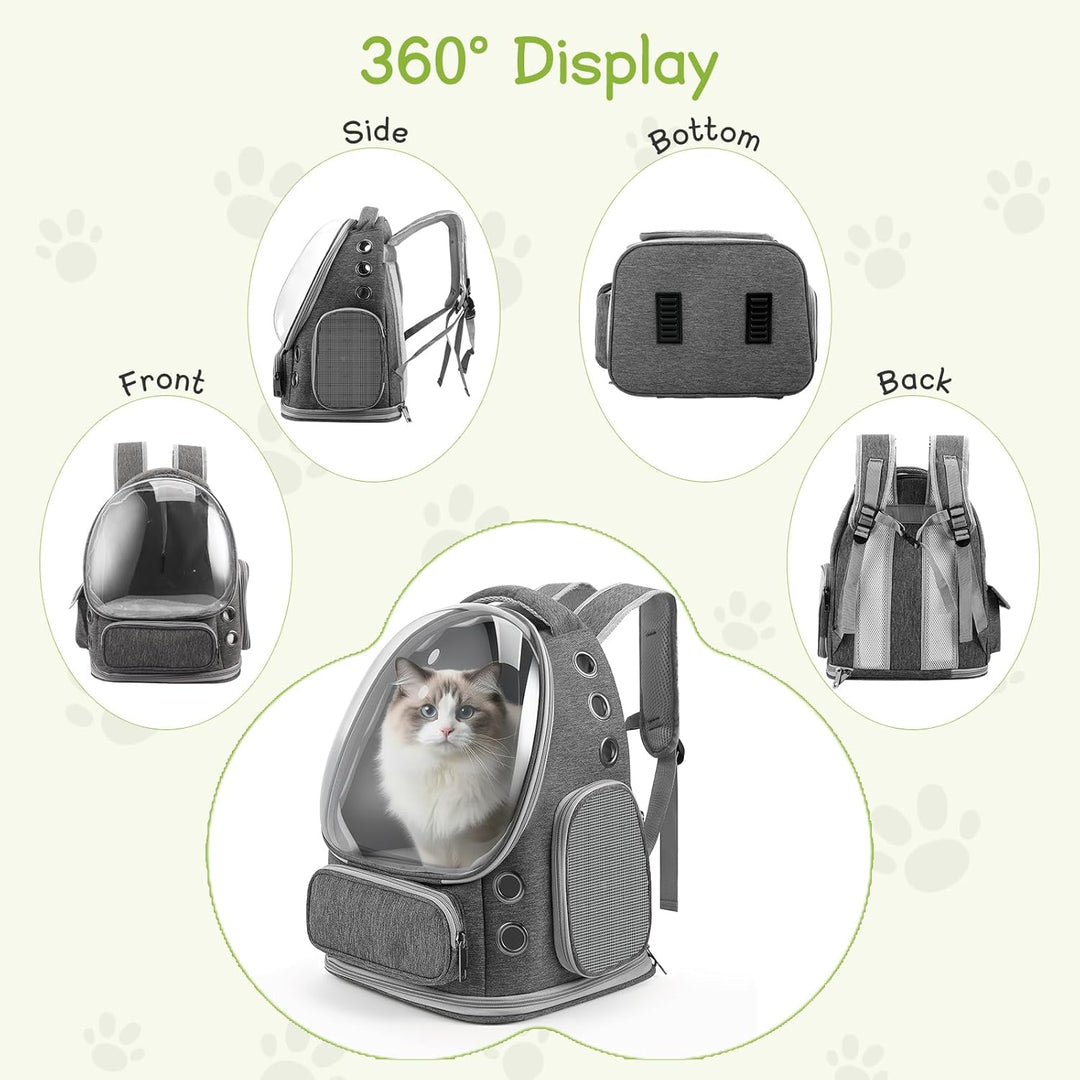 Katzenrucksack Bubble Transparent, Haustier Rucksack mit Netzfenster - Tragbarer & Faltbarer Hundetr