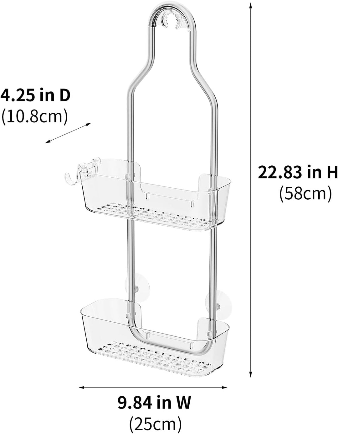 Ettori Hängende Dusche Caddy, 2-Schicht rostfreier Dusche Organizer, Aluminium Badezimmer Organizer