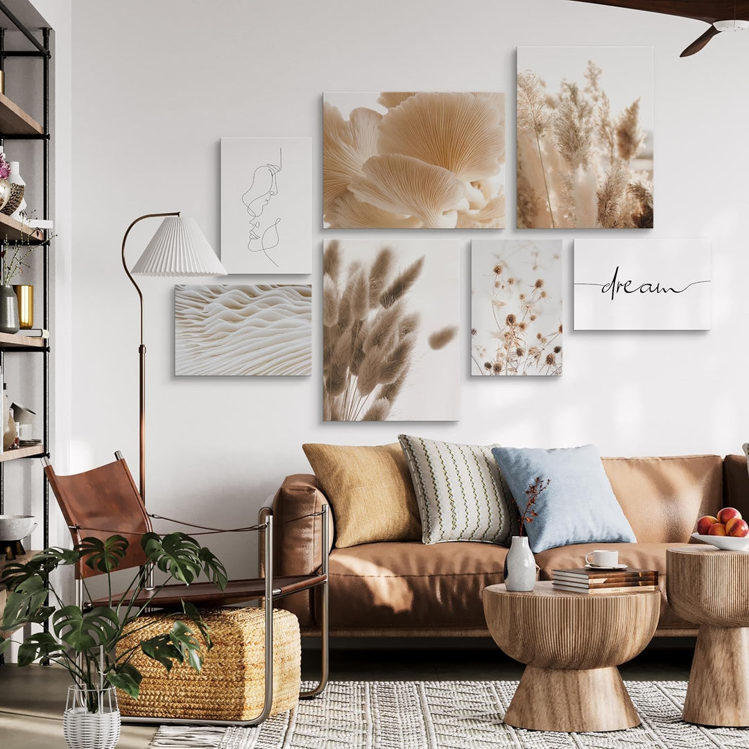 Muralo - Wandbilder Set - Leinwand Bilder Aufhängefertig in Boho Stil - das Leinwandbilder - Bilder