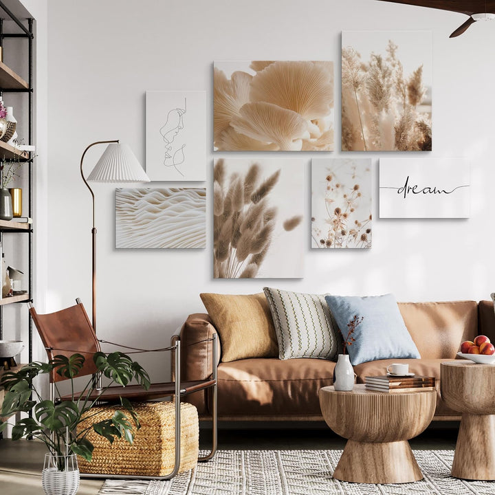 Muralo - Wandbilder Set - Leinwand Bilder Aufhängefertig in Boho Stil - das Leinwandbilder - Bilder