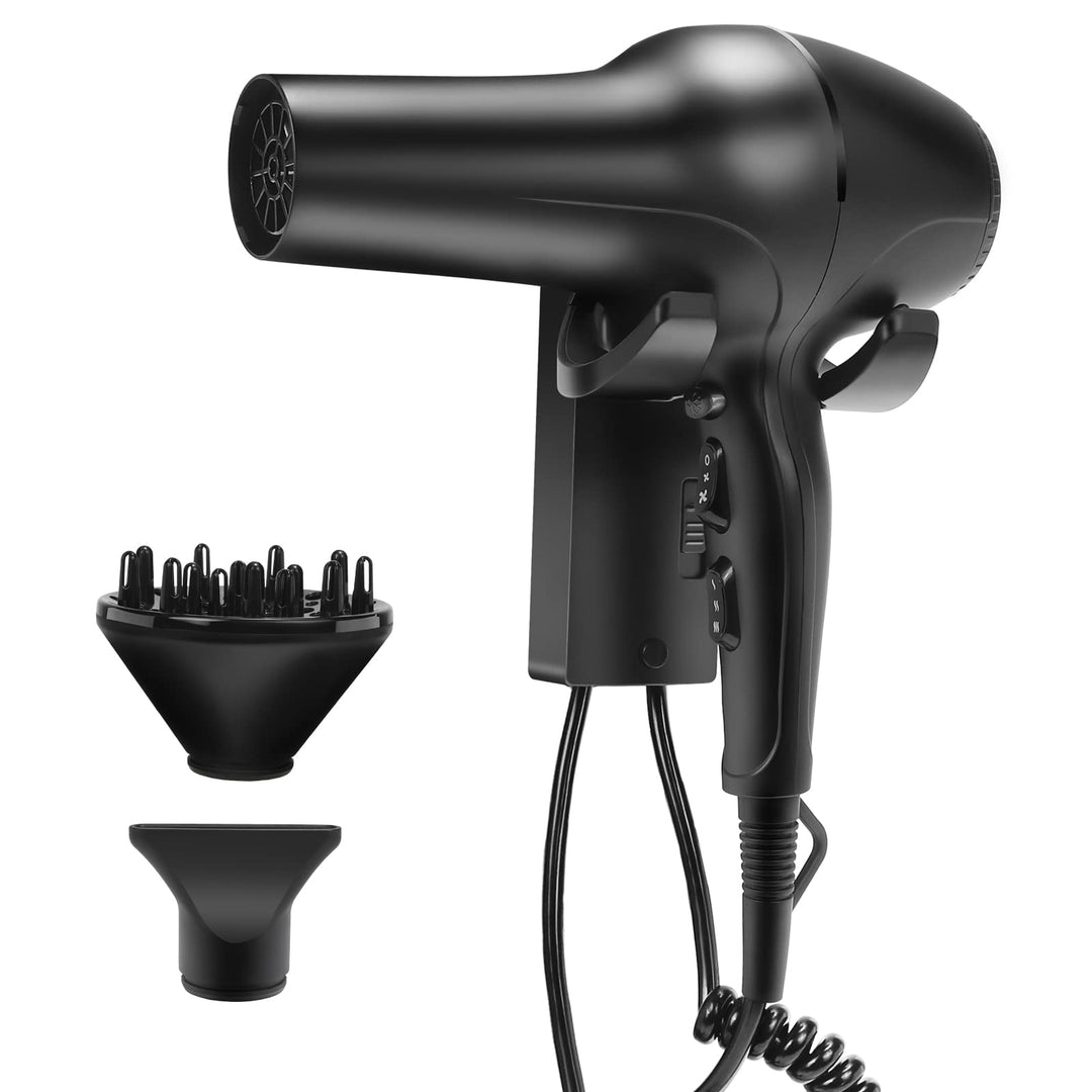 QL Föhn Ionen,Haartrockner mit Halterung und Diffusor,2200W,Wand fön mit AC Bürstenloser Motor für H