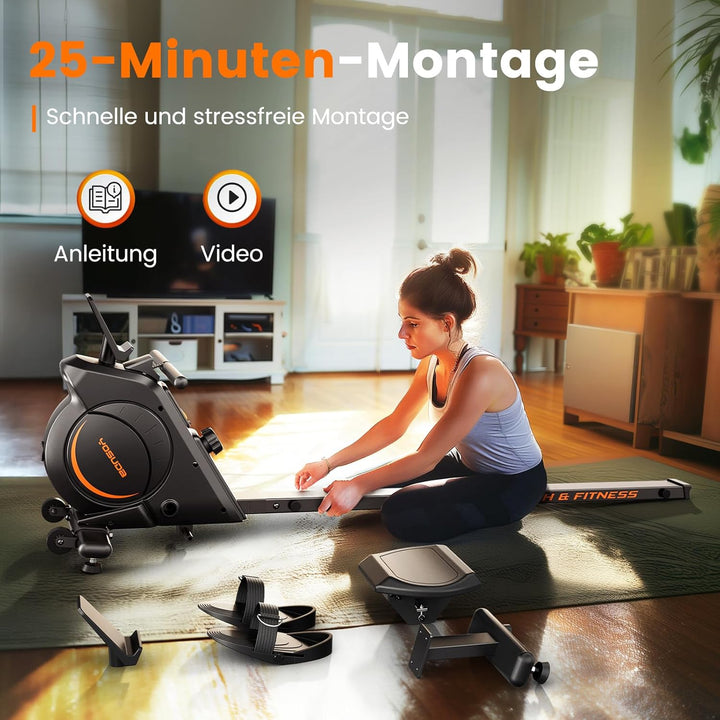 YOSUDA Testsieger Rudergerät für Zuhause, Ultraleise Magnetische Rudermaschine (Cardio-Training), 16