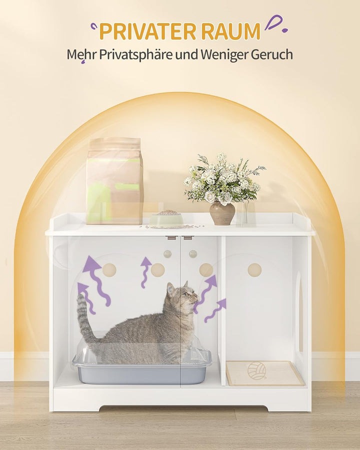 Hzuaneri Katzenschrank mit Griffen, Katzentoilette, Katzenklo Schrank, Katzenhaus mit Tür, Hölzerner