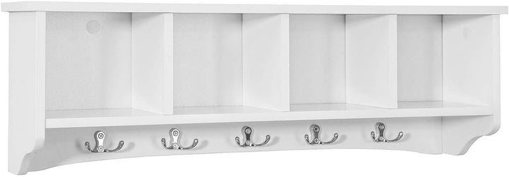 SoBuy® FRG48-L-W Wandgarderobe Wandhaken Hängeregal Badezimmerschrank mit 5 Haken weiss, B 72cm, FRG
