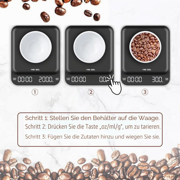 OBEST Digitale Mini Kaffeewaage mit Timer,Wiederaufladbare Espressowaage,3kg/0,1g Hochpräzise Elektr