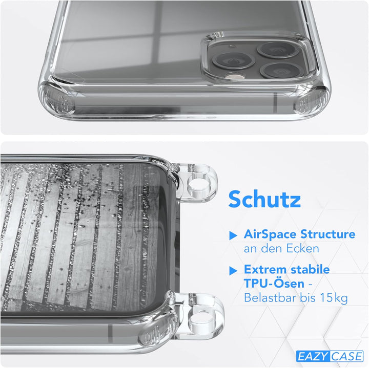 EAZY CASE Handykette kompatibel mit iPhone 11 Pro Max Handyhülle mit Metall Umhängeband und Ersatz K