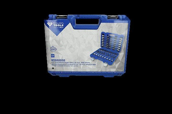 BRILLIANT TOOLS BT022032 1/2" Bit-Stecknuss-Satz, 32-tlg, RIBE Profil [Powered by KS TOOLS] 32-tlg.