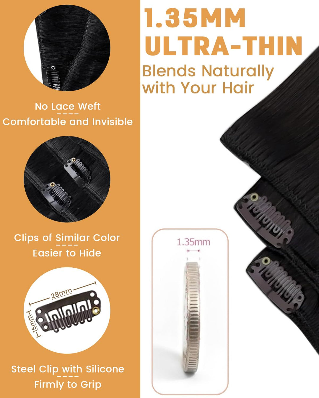 Hetto Echthaar Extensions Clip in Remy Clip in Extensions Echthaar Voller Kopf Extensions Clip in Ha