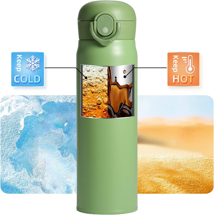 Olerd 500ML Thermosflasche, Edelstahl Trinkflasche, Doppelwandisolierung Thermosflask, Isolierflasch