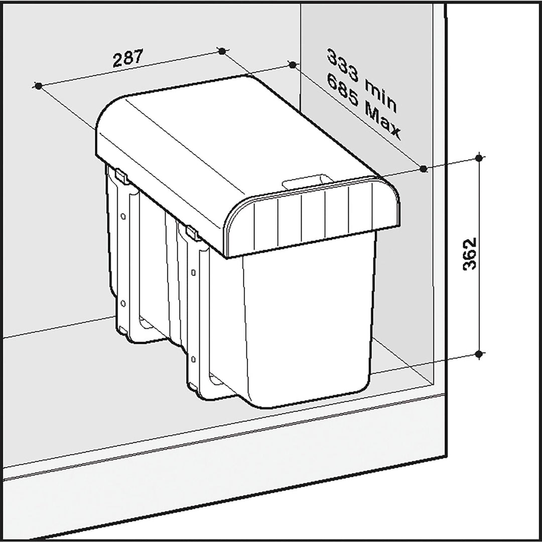 Ekotech Abfallsammler Aladin 2x 8 Liter ausziehbar ab 40cm Schrankbreite, Grau