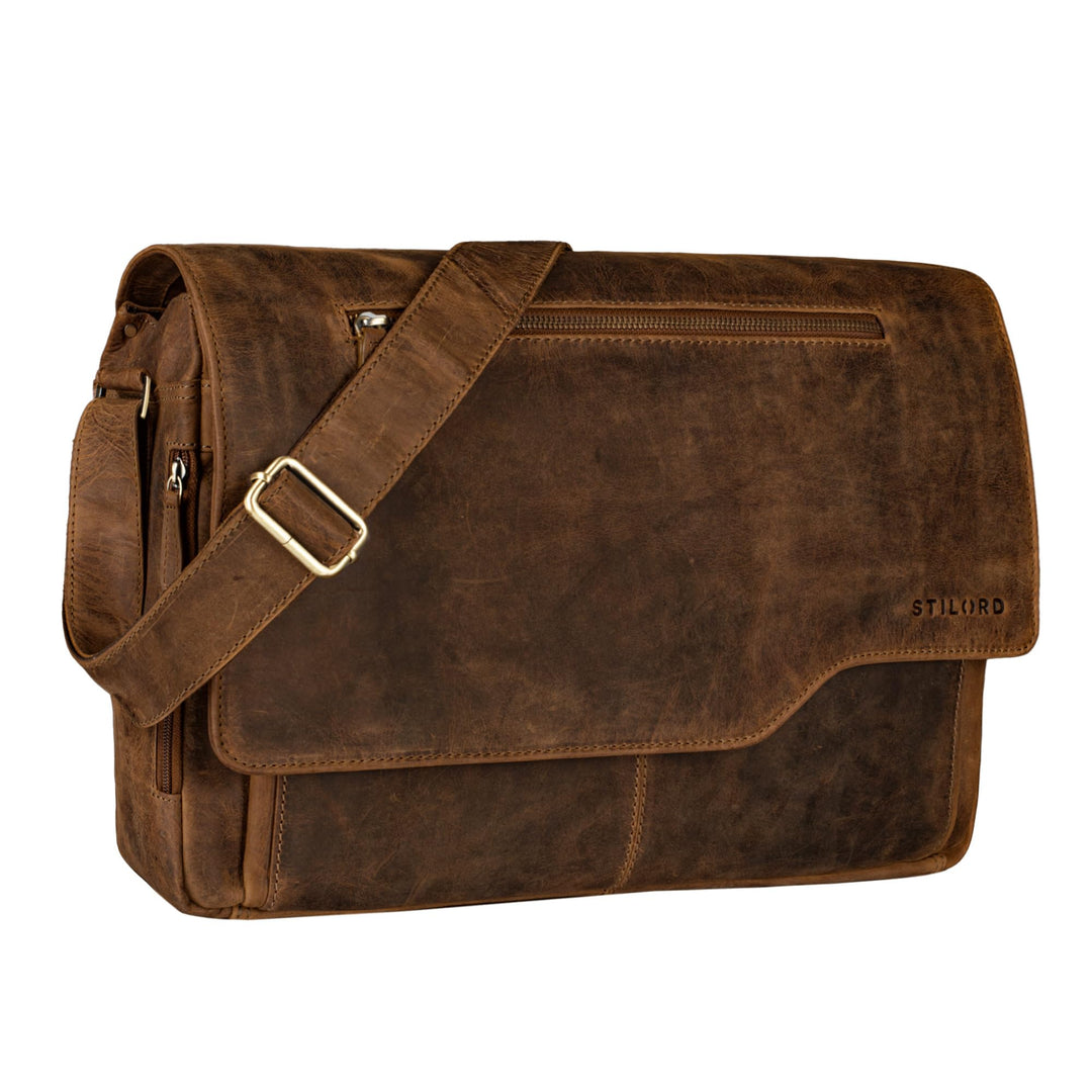 STILORD 'Marvin' Ledertasche Umhängetasche Modernes Vintage Design 15.6 Zoll Laptoptasche grosse Uni