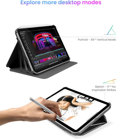 tomtoc Smart Folio Vertikale Hülle für 8,3 Zoll iPad Mini 6 Generation 2021, 3-lagige, abnehmbare, s
