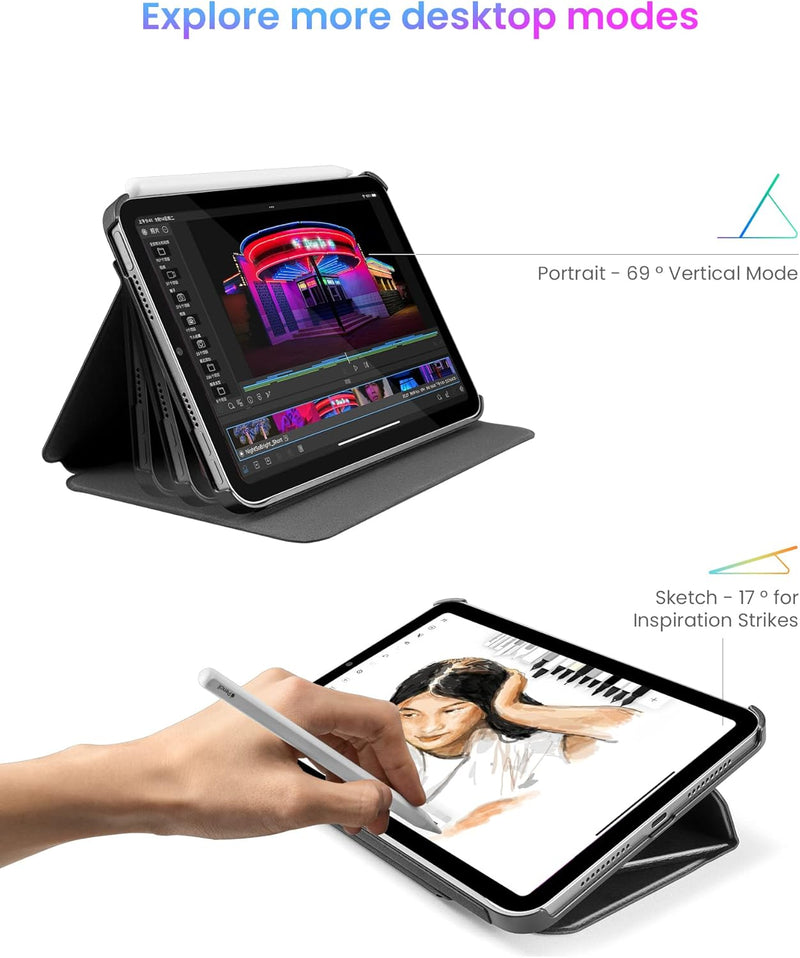 tomtoc Smart Folio Vertikale Hülle für 8,3 Zoll iPad Mini 6 Generation 2021, 3-lagige, abnehmbare, s