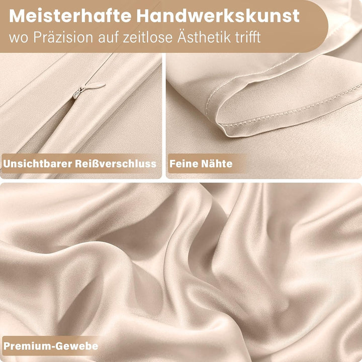 Silk Pillowcase, Muama Seidenkissenbezug 40x80 cm für Haar und Haut mit verstecktem Reissverschluss,