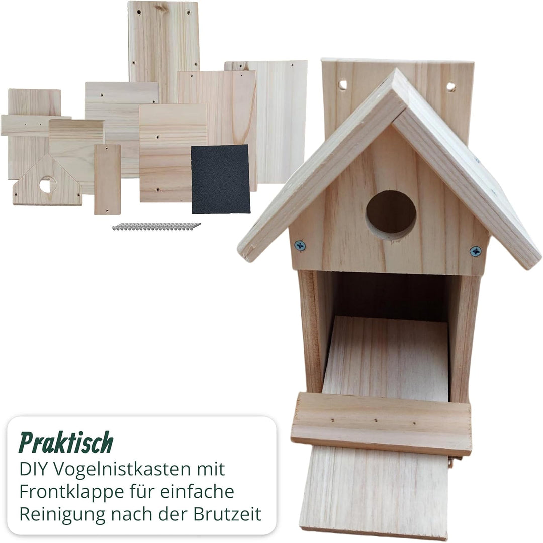 Relaxdays Nistkasten 2er Set, DIY-Bausatz, HBT: 25 x 16 x 16 cm, Flugloch Ø 2,8 cm, Nisthöhle, unbeh