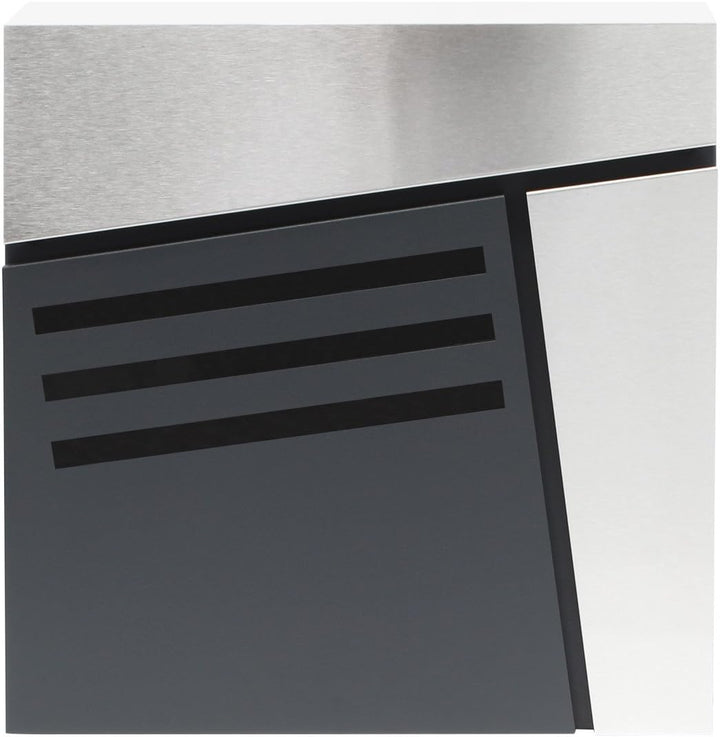 Wiltec Designer Briefkasten V25 Anthrazit und Edelstahl 370 x 105 x 370 mm, Wandbriefkasten mit Schl