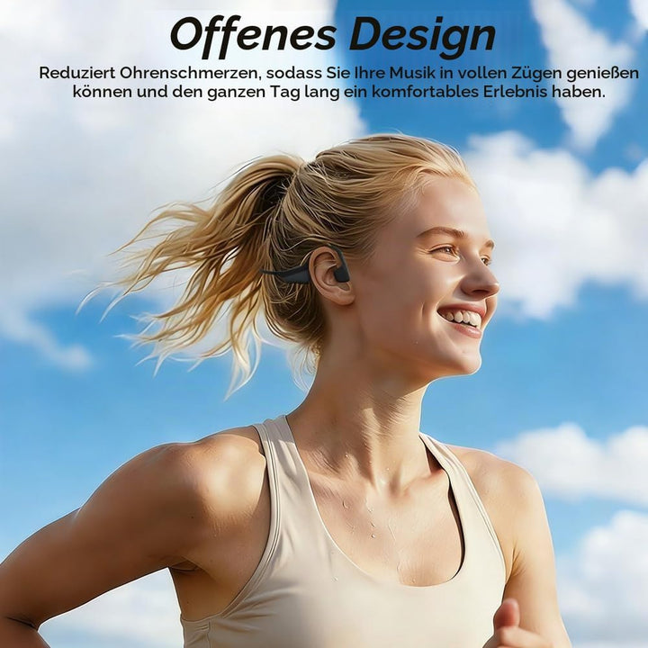 Knochenschall Kopfhörer, Open Ear Bluetooth 5.3 Kopfhörer Kabellos, 8 Stunden Akkulaufzeit, IPX5 was