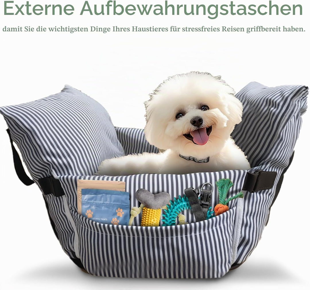 Hunde-Autositz für kleine, mittelgrosse Hunde – erhöhter Haustiersitz mit Sicherheitsgurt, rutschfes