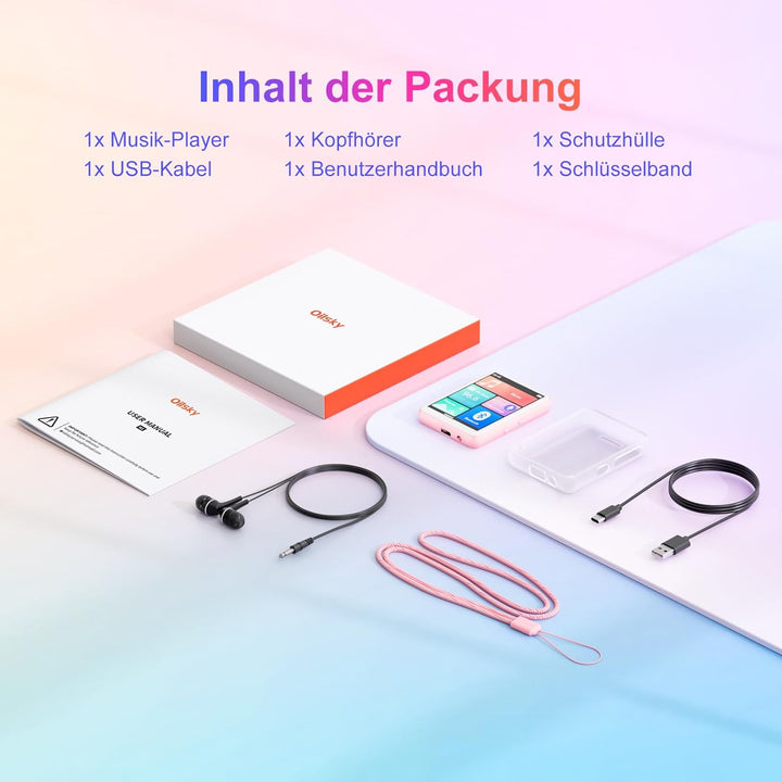 128GB MP3-Player Bluetooth 5.4, 2.4" Full Touchscreen Tragbarer MP3 Musik Player mit Lautsprecher, F