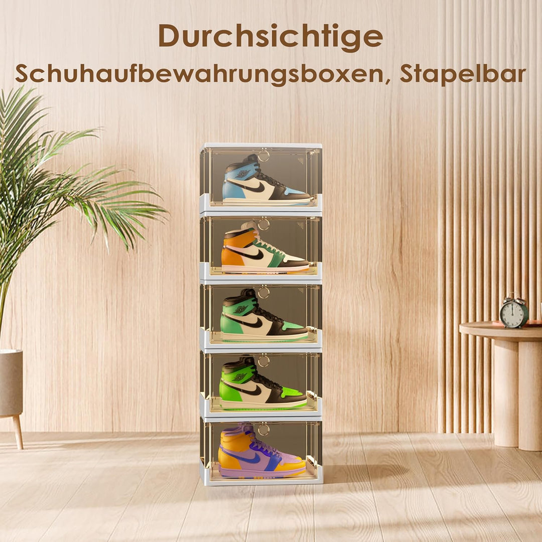 Dicker & Stabiler Klare Schuhkartons mit magnetischer Tür, 12er Pack Stapelbare Kartons für Kleiders