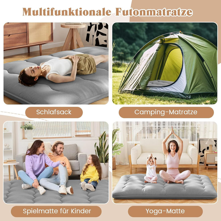 COSTWAY Japanische Futon Matratze, Tatami-Matte, Bodenmatratze, Klappmatratze mit waschbarem Bezug,
