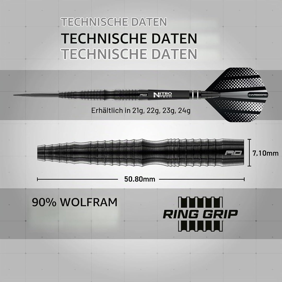 RED DRAGON Razor Edge Extreme Professional Tungsten Darts Set with Flights and Stems 22.0 Gramm, 22.