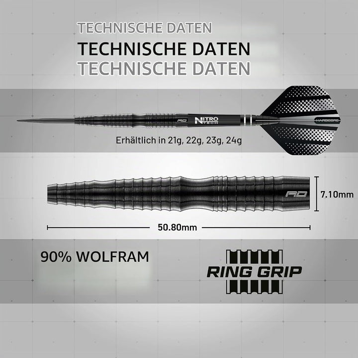 RED DRAGON Razor Edge Extreme Professional Tungsten Darts Set with Flights and Stems 22.0 Gramm, 22.