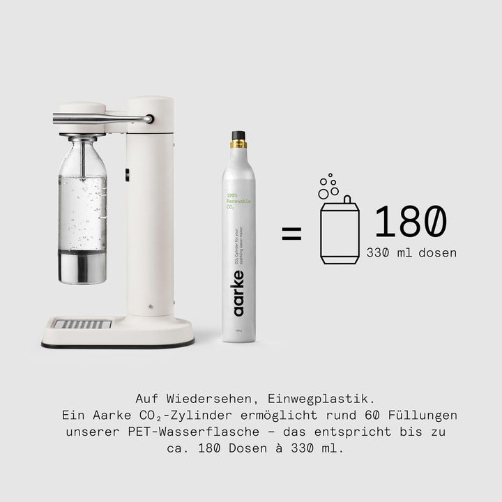 Aarke Carbonator 3, Premium Wassersprudler aus Edelstahl mit Aarke Flasche, Mattweiss Finish, Mattwe