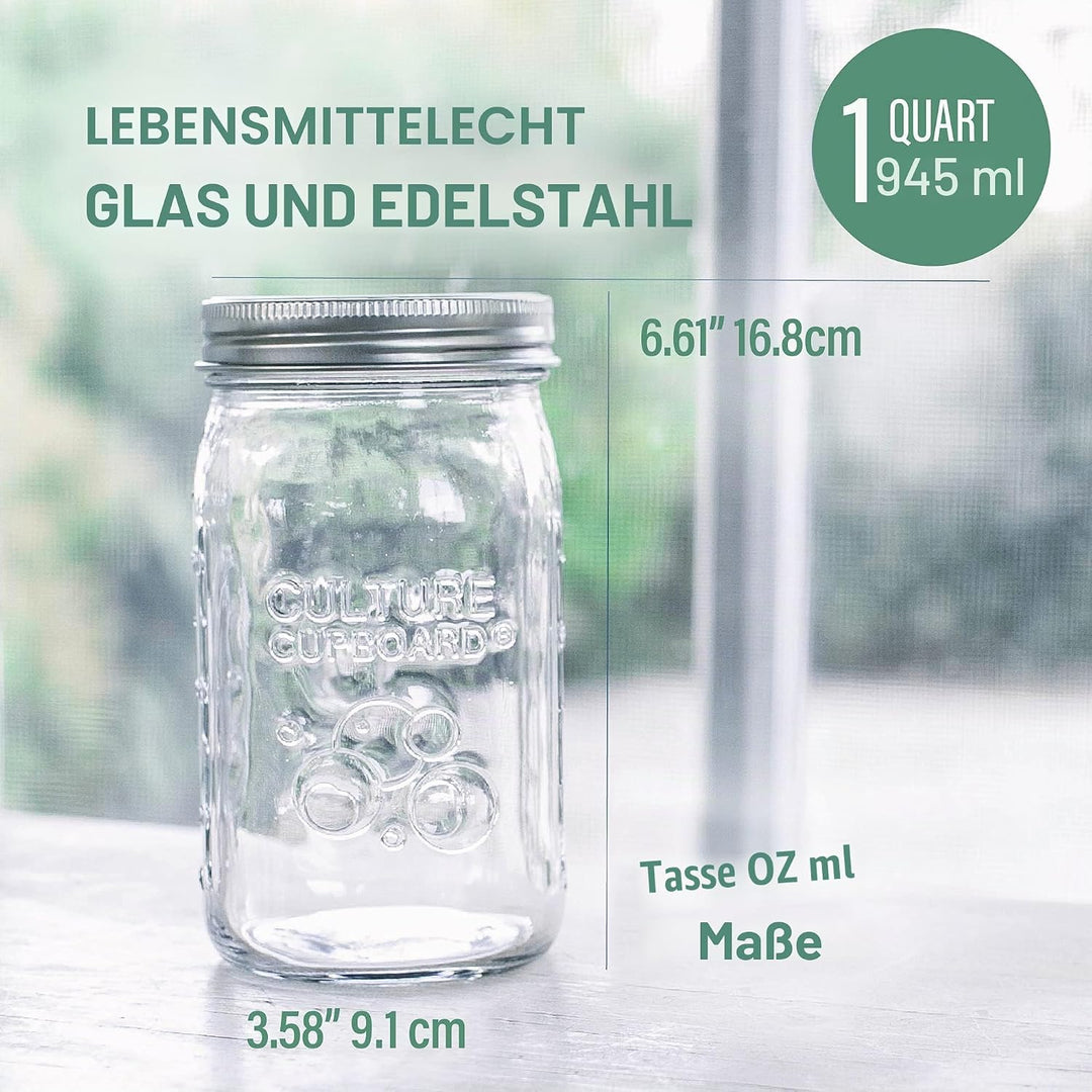 Edelstahl Joghurtbereiter mit 1 Quart Glas und komplettem Rezeptbuch für 12+ einfache selbstgemachte
